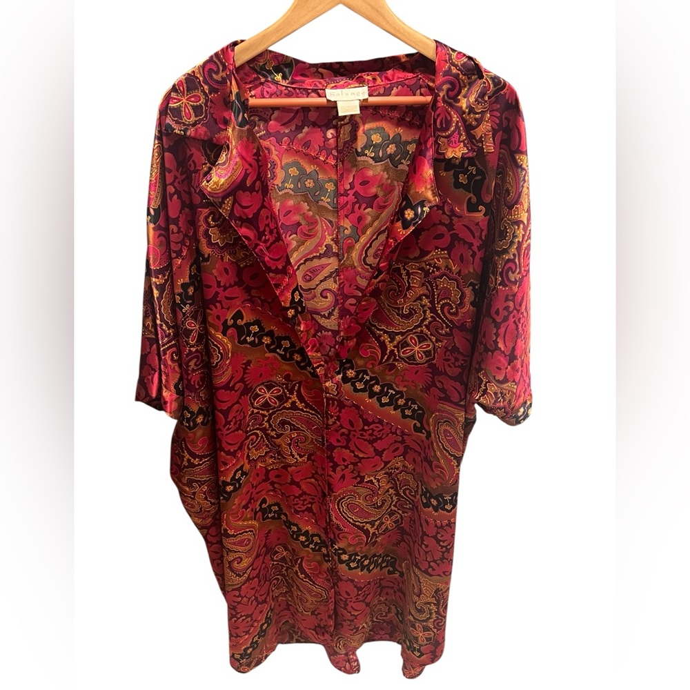 Solange Paisley‎ Print button front Women's robe size 26/28